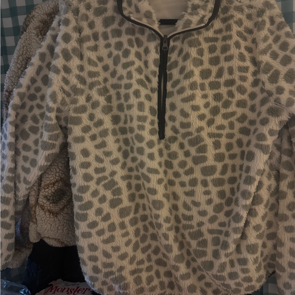 Tees2urdoor Chic Leopard Print Teddy Jacket